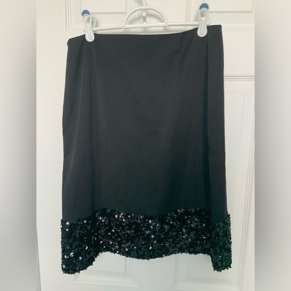 Talbots Black Sequin Hem Mid Length Skirt - Picture 3 of 9